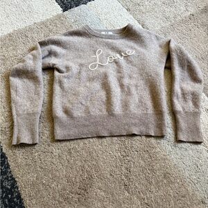Magaschoni Taupe Sweater with Love Embroidery
